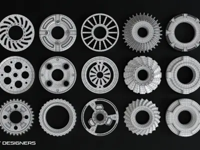 Hard Surface Kitbash Mechanical Gear 3D model