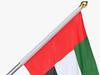 United Arab Emirates Cloth Flag Wall Mount Animated 3D model