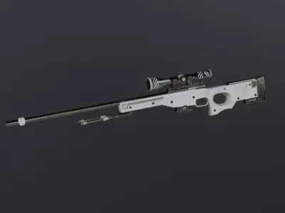 AWP Low Poly Sniper Rifle Game Ready Quad Topology  PBR Textures Low-poly 3D model