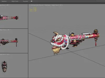  Cartoon lion dance Rocket Low-poly 3D model