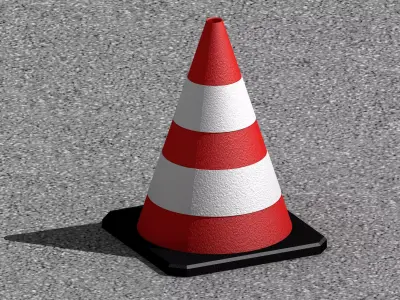 Traffic Cone 50 cm Double Stripe Road Safety Construction Cone 3D model