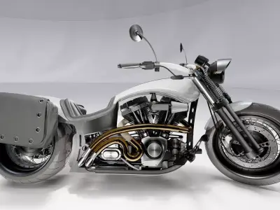 Custom Chopper Motorcycle Fin 03 Stylized Cruiser Bike 3D model