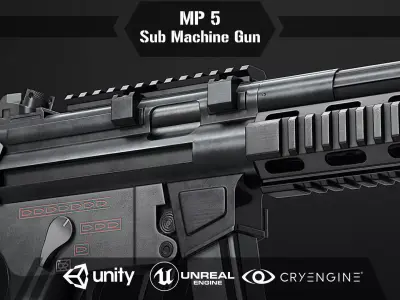 MP 5 Sub Machine Gun Low-poly 3D model
