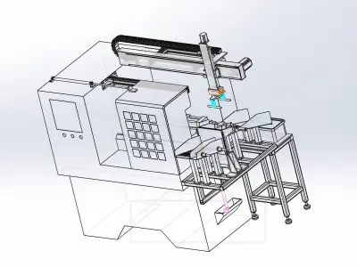 CNC lathe automatic loading machine 3D model
