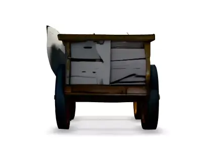 Low Poly Wooden Cart with Debris Low-poly 3D model