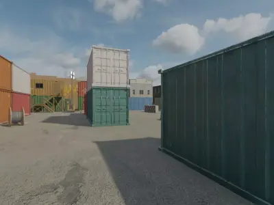 Cargo Container Yard In Autumn 3D model