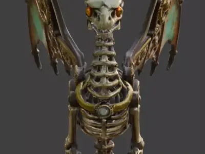 Clockwork Dragon Sculpture 3D Model Low-poly 3D model