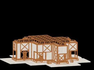 Medieval Low Poly Building Castle Wooden Village Stone House 41 Low-poly 3D model