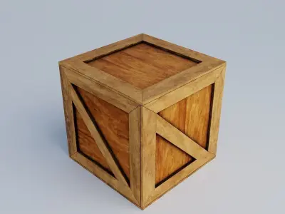 Square Wooden Crates PBR Low Poly 3D Model Low-poly 3D model