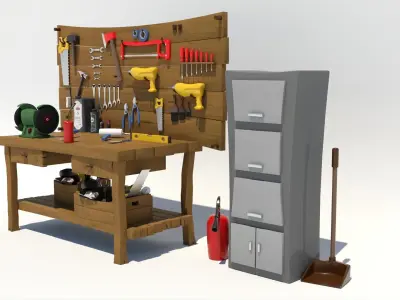 Cartoon Hand Tool Set 3D model