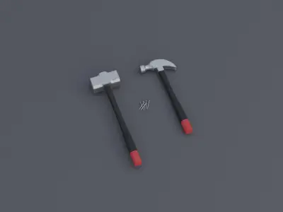 Hammer Low-poly 3D model 13