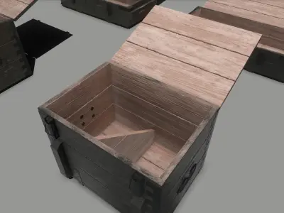 Pack - wood ammo boxes - 16 variants - 1 material for all  Low-poly 3D model