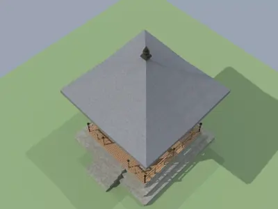 Japanese Temple Bell Tower Shouroudou Low Poly Low-poly 3D model