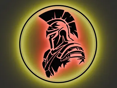 A stylized Spartan warrior in a helmet 3d model logo 3D print model