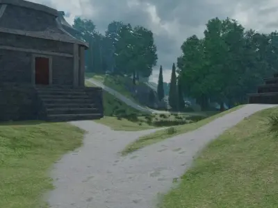 Ancient Ruins In A Lush Landscape 3D model