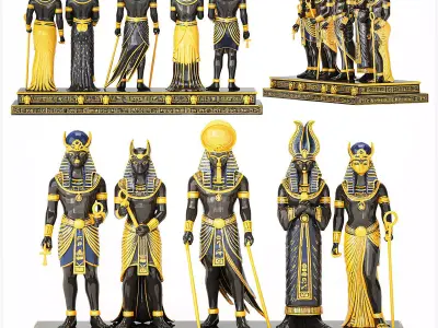 Figurine Egyptian gods ceramic porcelain decor new 3D model