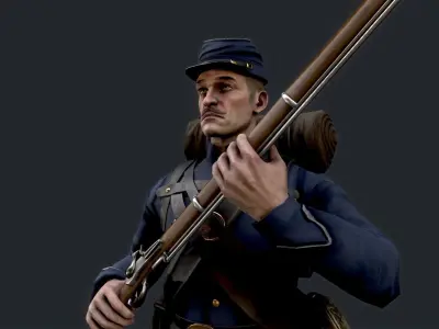 Soldier 2 A pose Low poly character redy for game Low-poly 3D model