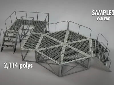 Galvanized Metal Stages Low-poly 3D model