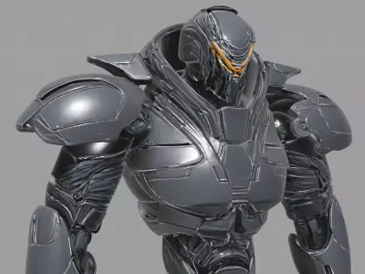 Gunmetal Black Futuristic Combat Mech 3D model