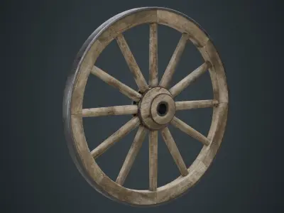 Wagon Wheel 1B Low-poly 3D model