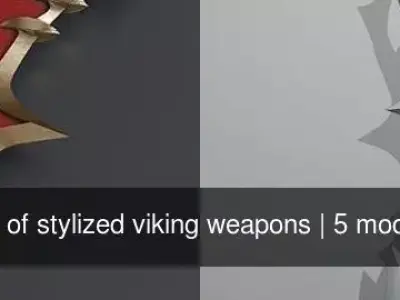 Set of stylized viking weapons 3D Model Collection
