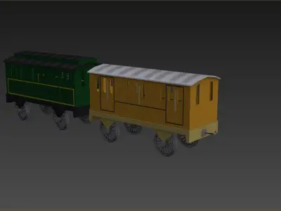 Cartoon Train And Toys Low-poly 3D model