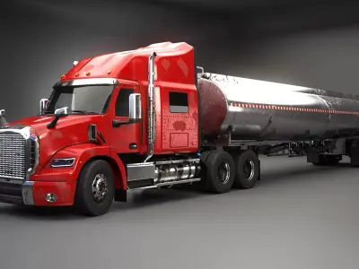 Generic Semi Truck Sleeper with Tanker Trailer USED 3D model