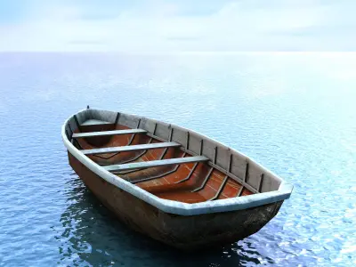 Wooden Boat Low-poly 3D model
