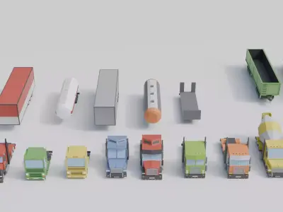 Low Poly City Cars Pack  12 Stylized Game Vehicles 3D model