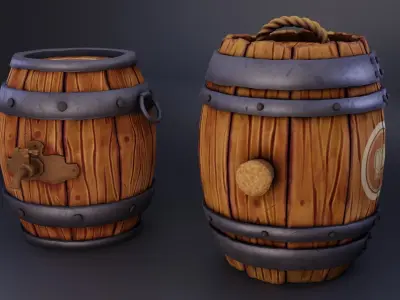  Stylised Barrels  Low-poly 3D model