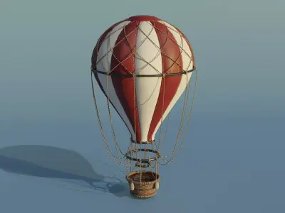 Hot Air Balloon Low-poly 3D model 4