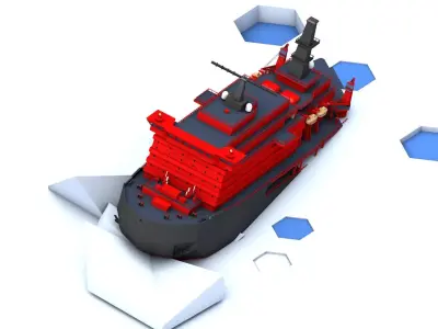 icebreaker ship in ice Low-poly 3D model