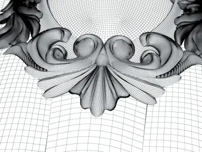 Cartouche-001 ornate wood carving 3D model