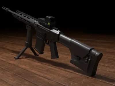 Semi-Automatic Sniper Package Low-poly 3D model