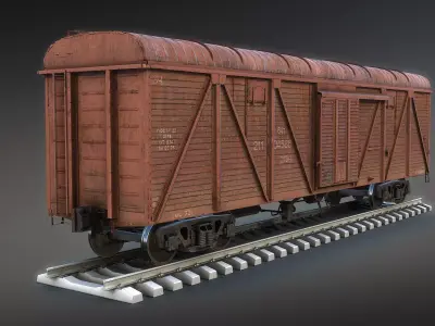 Railroad Boxcar Low-poly 3D model