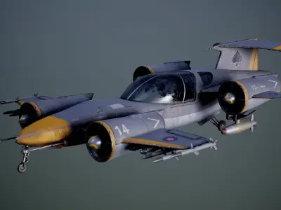 Dieselpunk Plane Low-poly 3D model