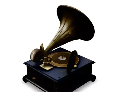 Antique Gramophone 3D Model Low-poly 3D model