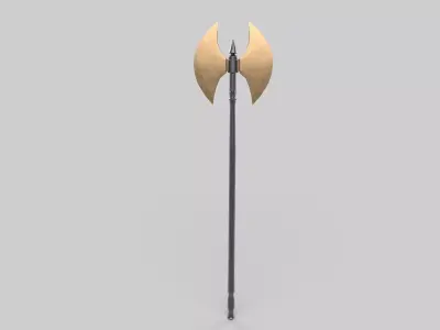 Battle axe Low-poly 3D model 11
