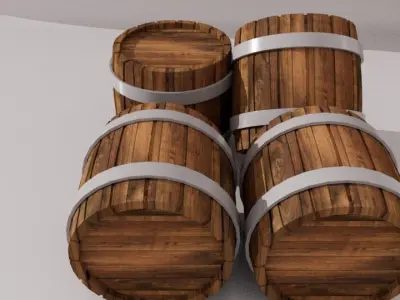 wooden drum bucket Free 3D model