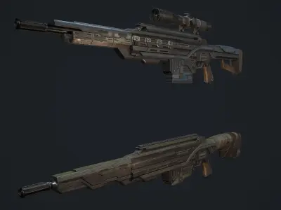 Whisp rifle Low-poly 3D model