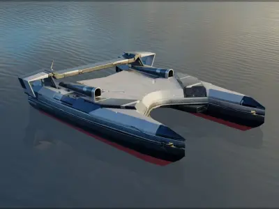 Super Speed Catamaran Low-poly 3D model