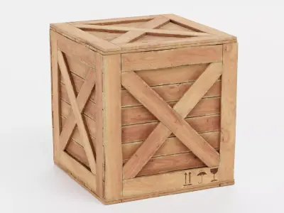 Wooden Crate V4 - Storage Box with Packaging Icons 3D model