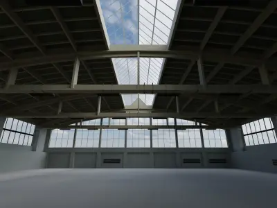 Factory Hall Interior 2 Low-poly 3D model
