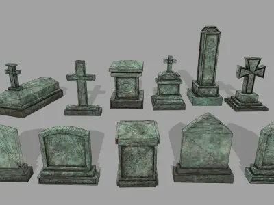 tombstone 1 gravestones and crosses Low-poly 3D model