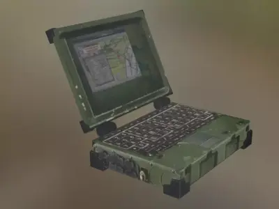 military laptop Low-poly 3D model