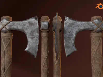 Low-poly viking battle ax Low-poly 3D model