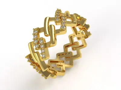 Square Cuban Link Ring 3D print model