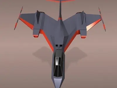 Futuristic spacecraft concept Low-poly 3D model