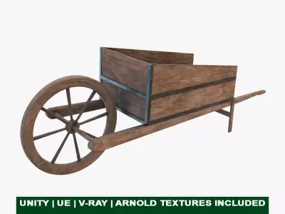 Wooden Cart03 All PBR Unity UE Textures Included Low-poly 3D model