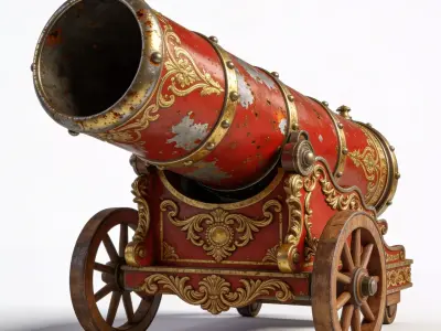 Vintage Circus Human Cannon 3D Model V02 Low-poly 3D model